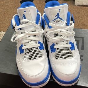 Blue/white/black Air Jordan 4's